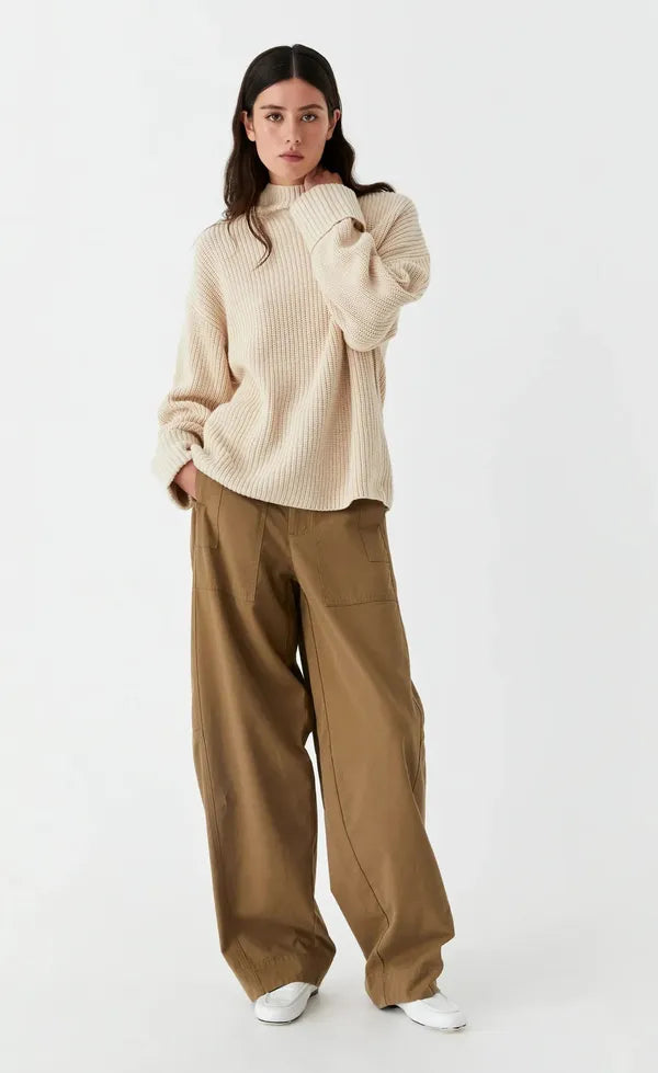 Niko High Neck Knit Pullover - Stone