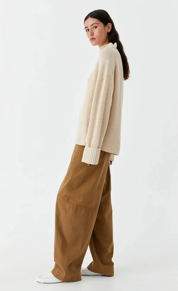 Niko High Neck Knit Pullover - Stone