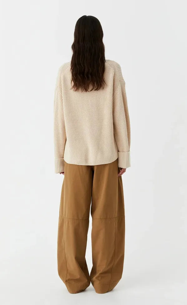 Niko High Neck Knit Pullover - Stone