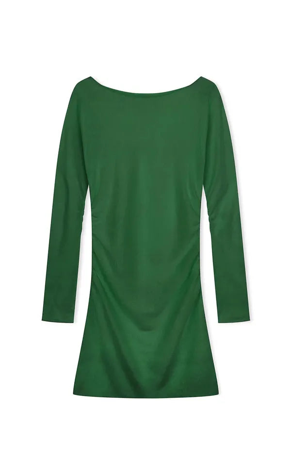 Gathered Knit Dress - Tallow Green