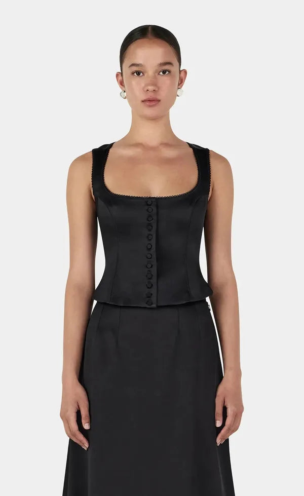 Rowena Corset Top - Black