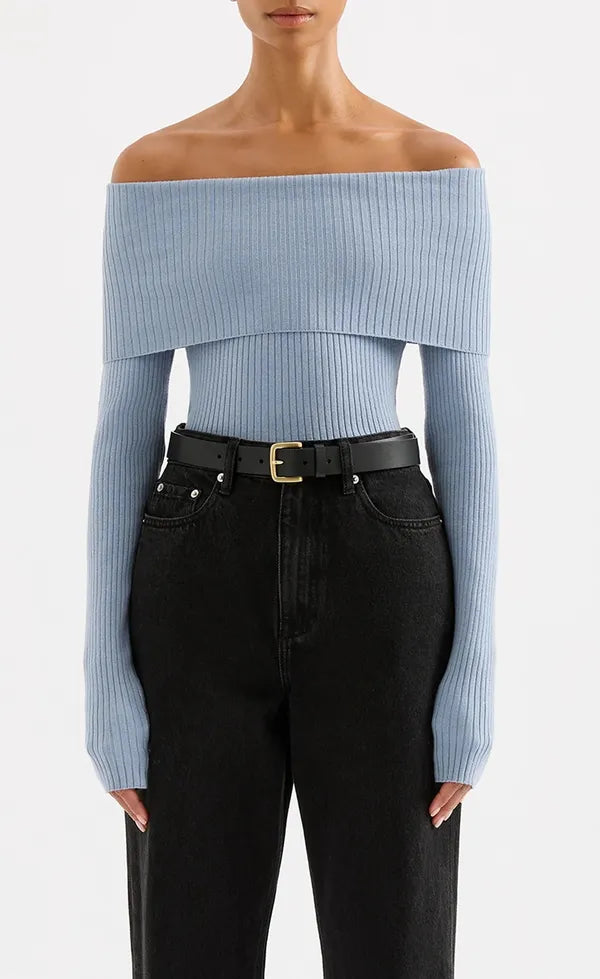 Krishna Off Shoulder Knit - Sky