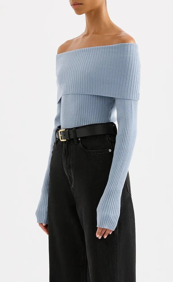 Krishna Off Shoulder Knit - Sky