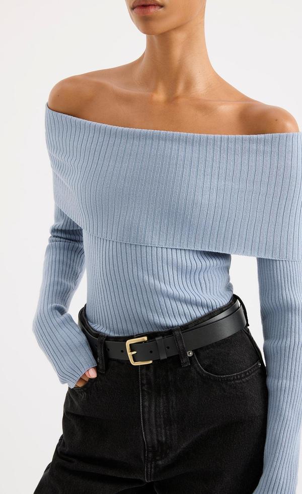 Krishna Off Shoulder Knit - Sky