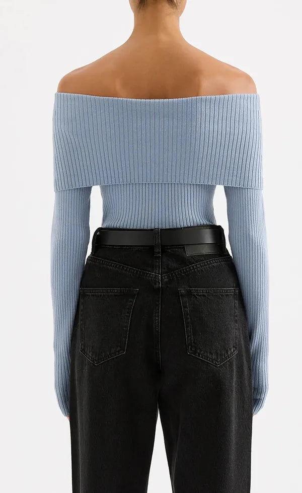Krishna Off Shoulder Knit - Sky