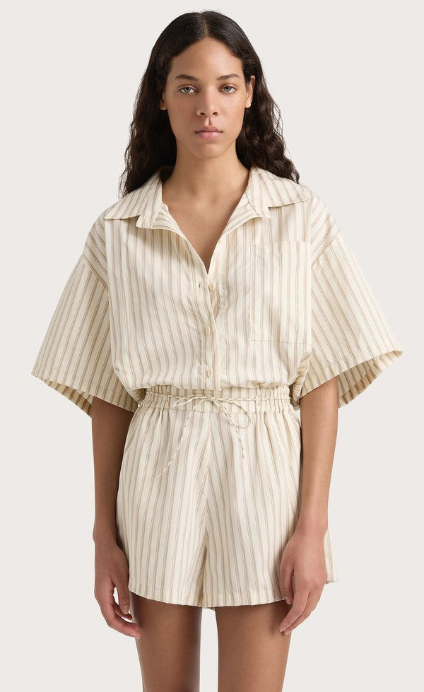 Faia Playsuit - Shadow Stripe Butter