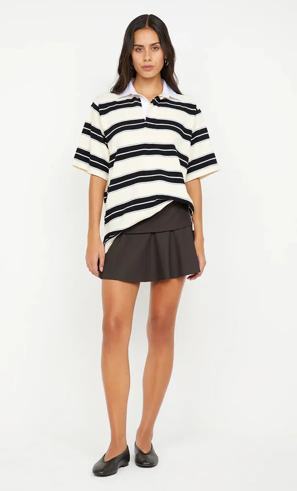 Ingrid Mini Skirt - Choc Pinstripe