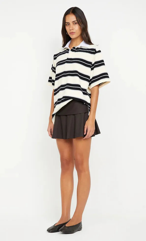 Ingrid Mini Skirt - Choc Pinstripe