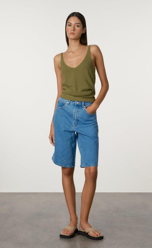 Recycled Denim Walk Shorts - Bright Blue