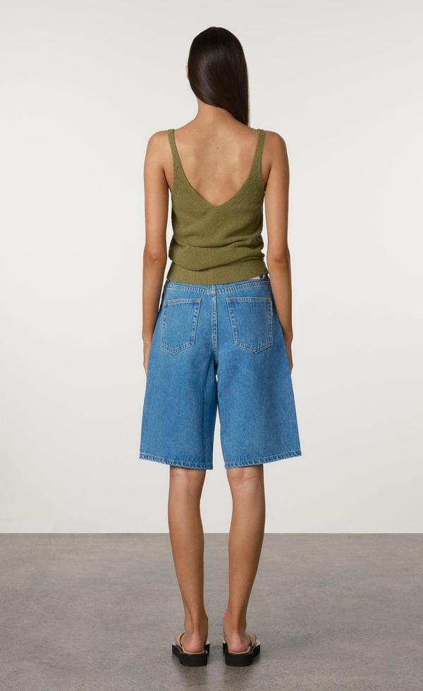 Recycled Denim Walk Shorts - Bright Blue
