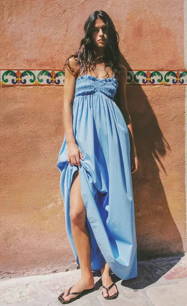 Presa Maxi Dress Mico Pinstripe Azul