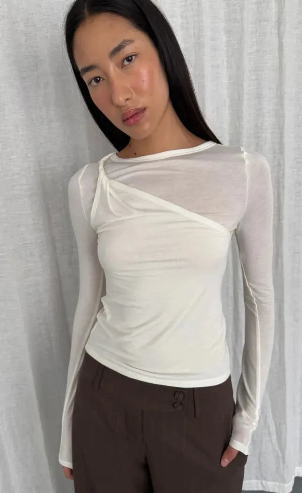 Mable LS Twist Top - Cream