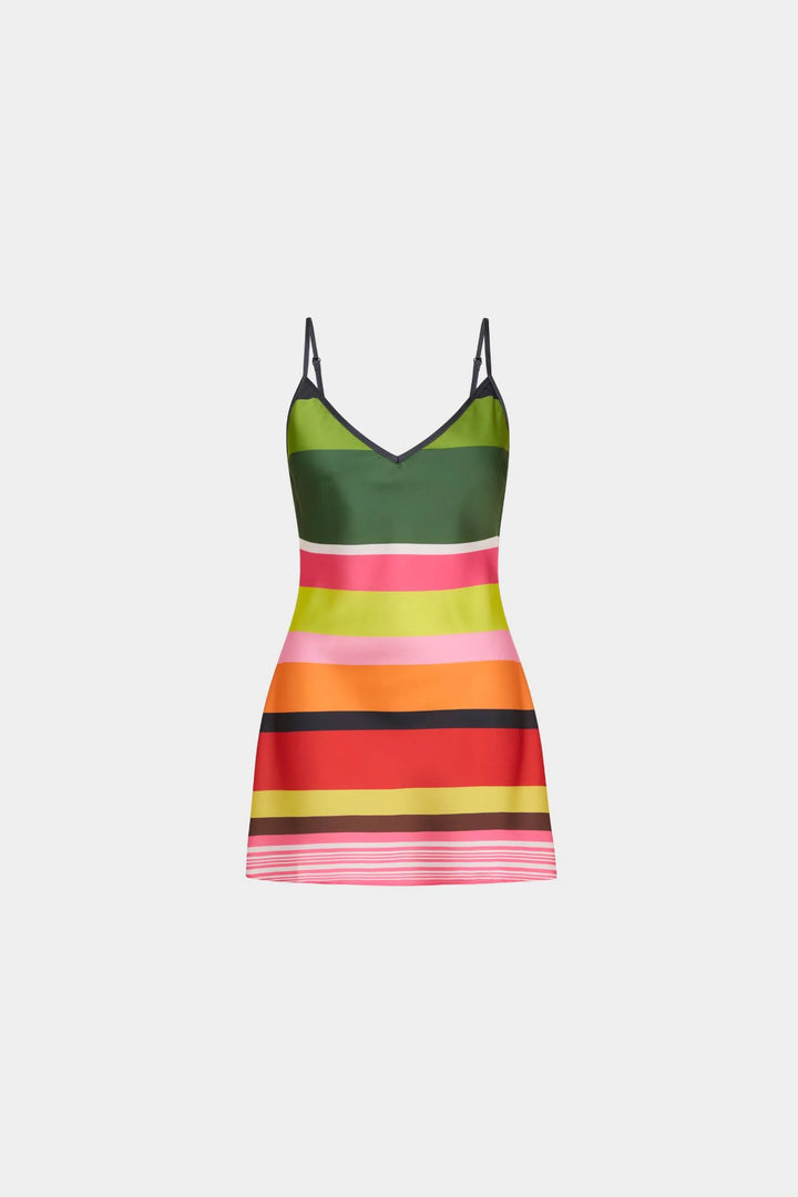 Bias Mini Dress Emerald Stripe