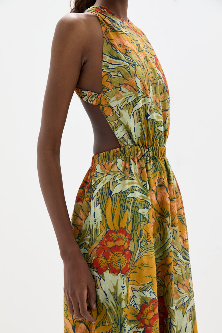 Eliana Cross Back Maxi Dress - Aliera Floral Mint