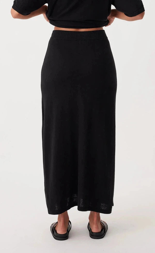 Quinn Organic Cotton - Linen Skirt - Black & Taupe