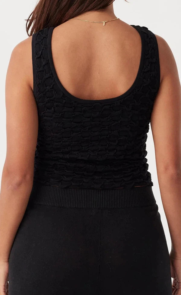 Mila Reversible Textured Tank - Black