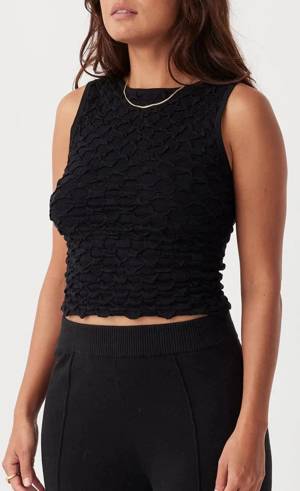 Mila Reversible Textured Tank - Black