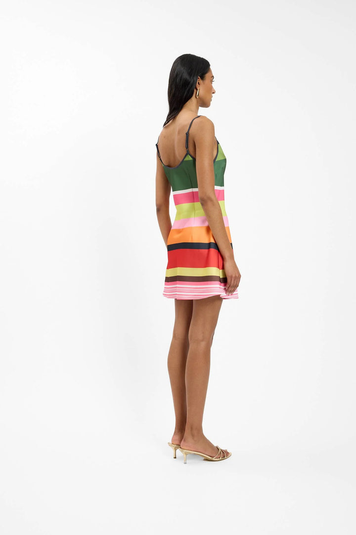 Bias Mini Dress Emerald Stripe