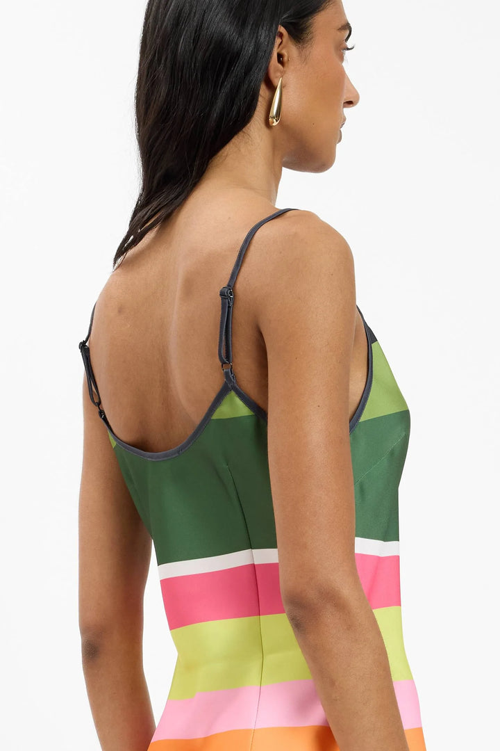 Bias Mini Dress Emerald Stripe