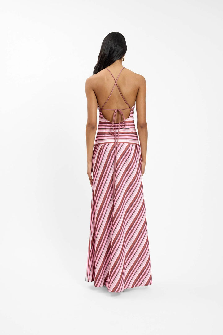 Halter Maxi Dress  Magenta Stripe