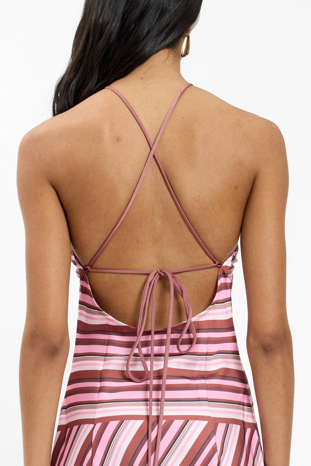 Halter Maxi Dress  Magenta Stripe