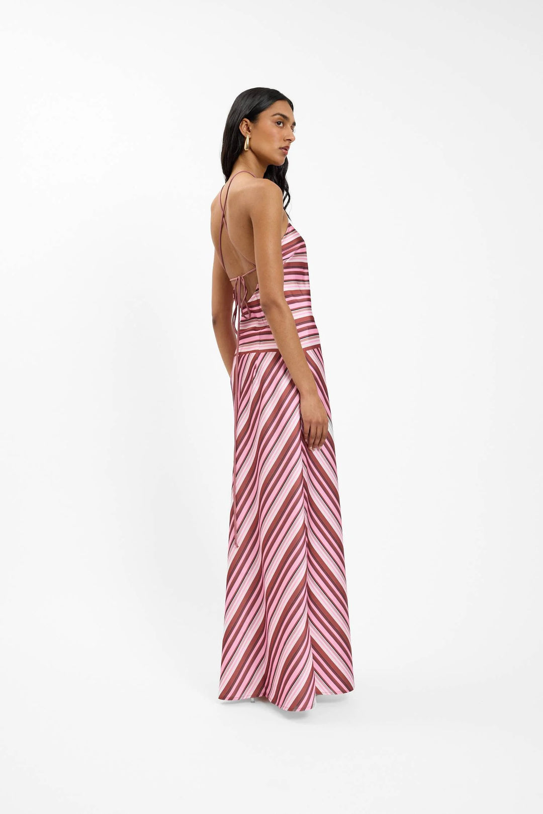 Halter Maxi Dress  Magenta Stripe