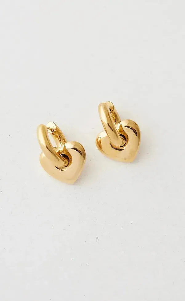 Lisa Puff Heart Earrings - Gold