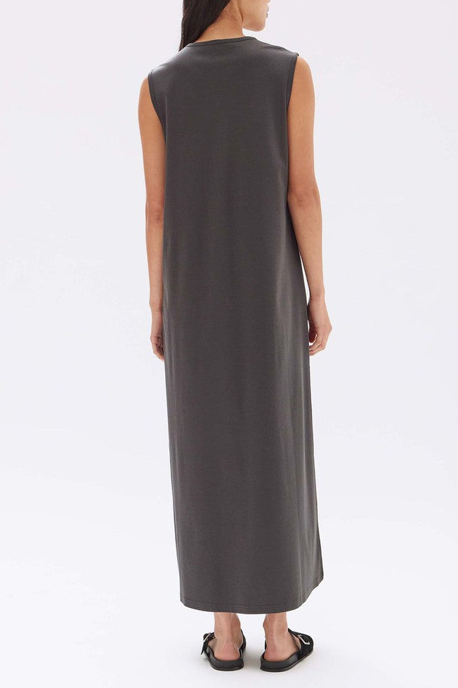 Madison Silk Blend Tank Dress - Washed Black