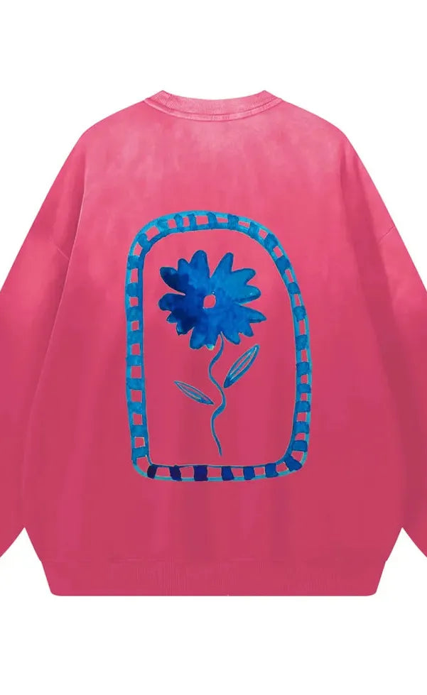 Sun Fade Flower Crew Neck - Pink  COMING SOON