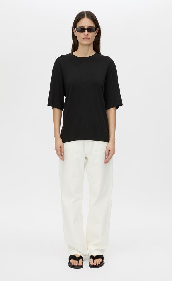 Felton Draped Black Tee