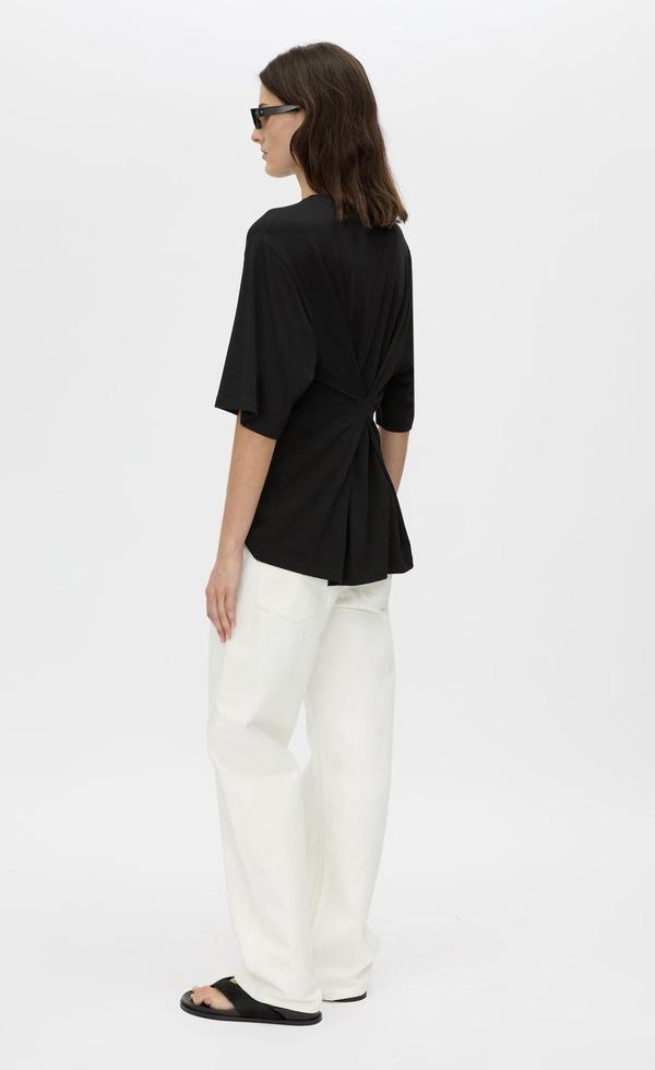 Felton Draped Black Tee