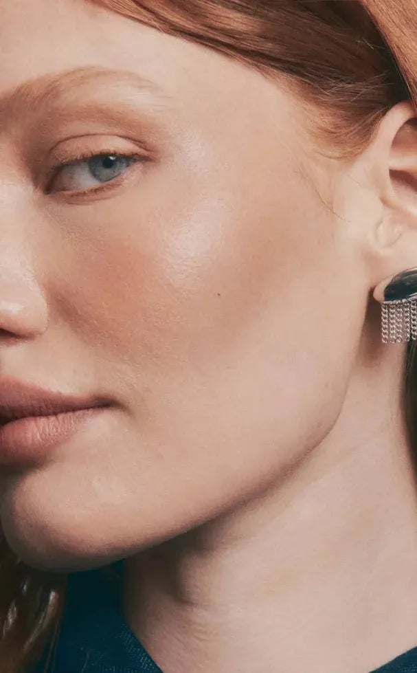 Silver Fringe Stud  Earrings