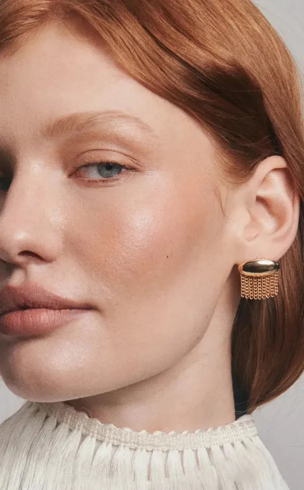 Gold Fringe Stud Earrings