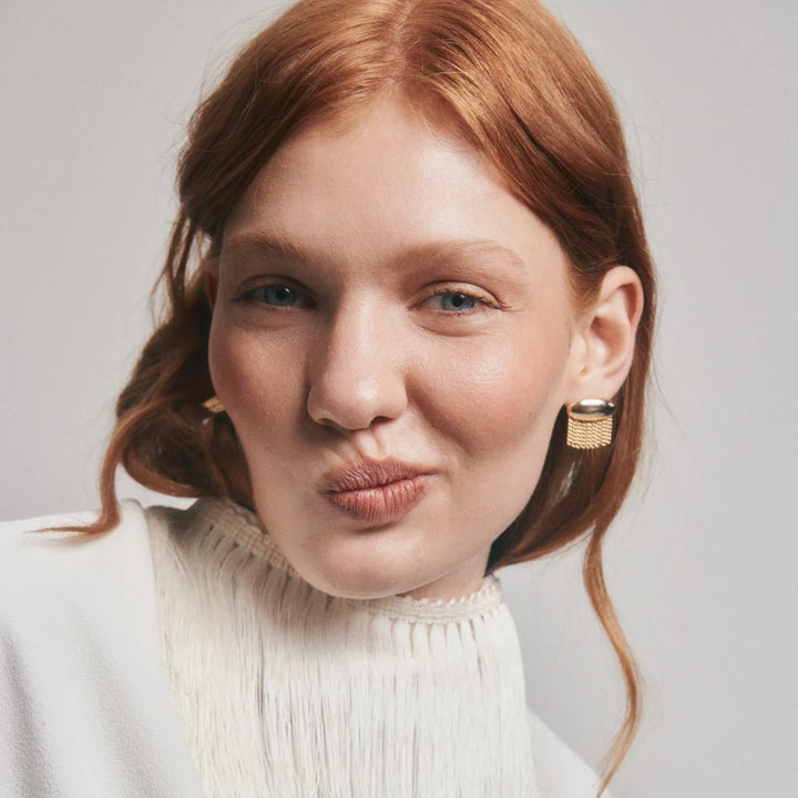 Gold Fringe Stud Earrings