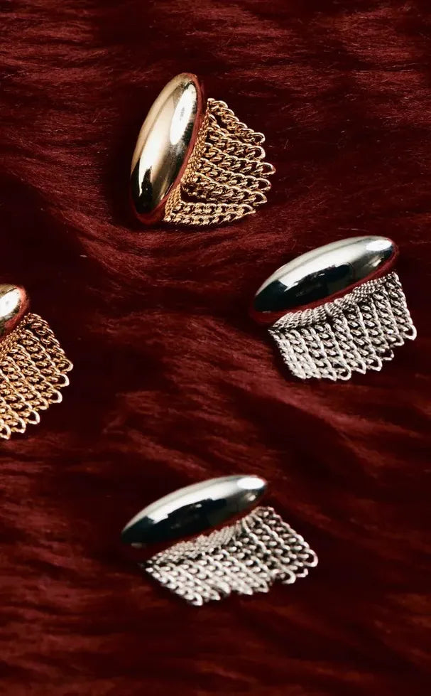 Gold Fringe Stud Earrings