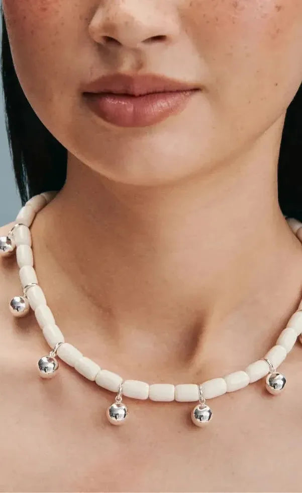 Resin Necklace - Ivory/Silver
