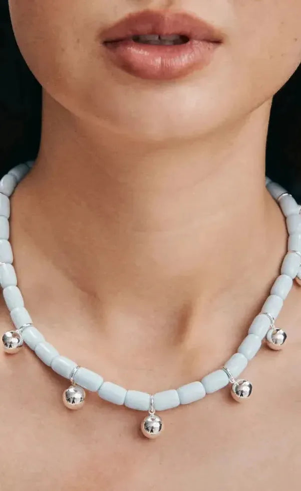 Resin Necklace - Sky Blue/Silver
