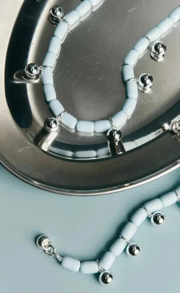 Resin Necklace - Sky Blue/Silver