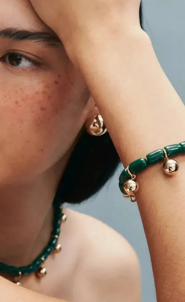 Resin Bracelet - Forest Green/Gold
