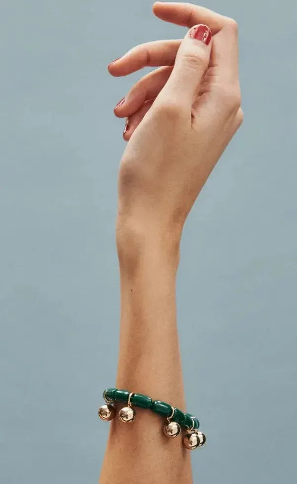 Resin Bracelet - Forest Green/Gold