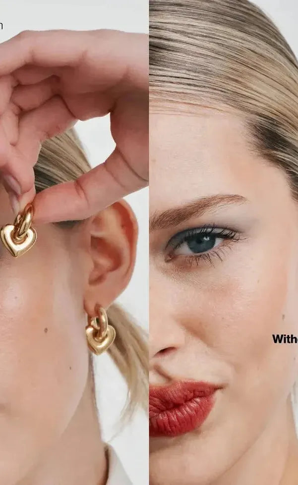 Lisa Puff Heart Earrings - Gold