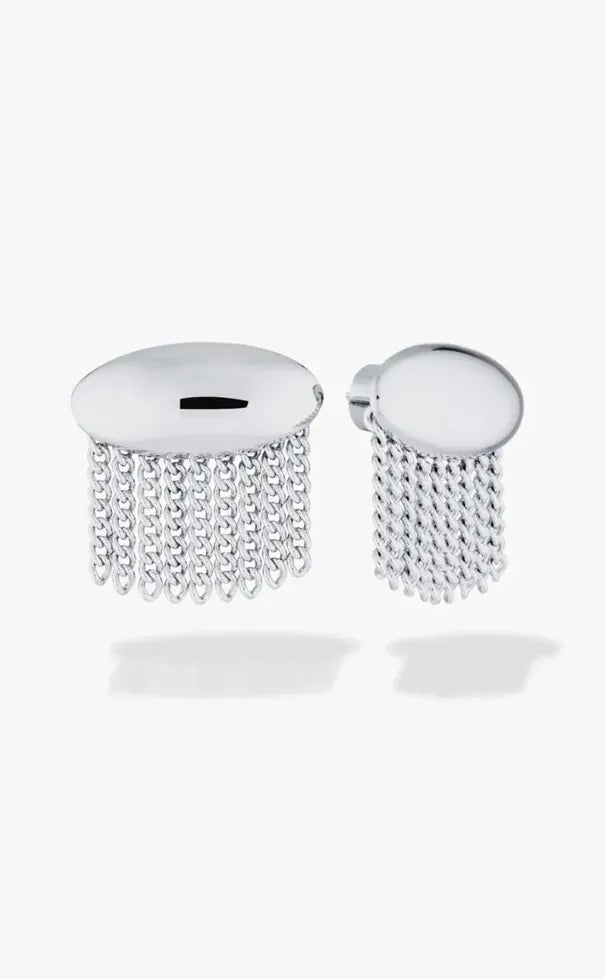 Silver Fringe Stud  Earrings