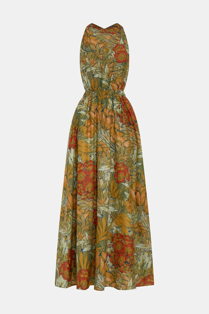 Eliana Cross Back Maxi Dress - Aliera Floral Mint