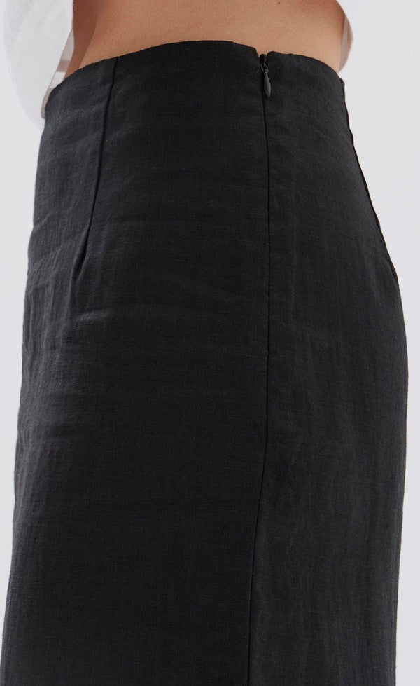 Solis Linen Maxi Skirt - Black