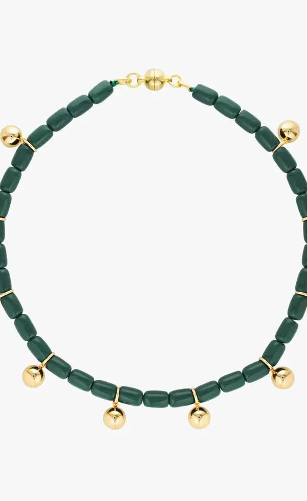 Resin Necklace - Forest Green/Gold