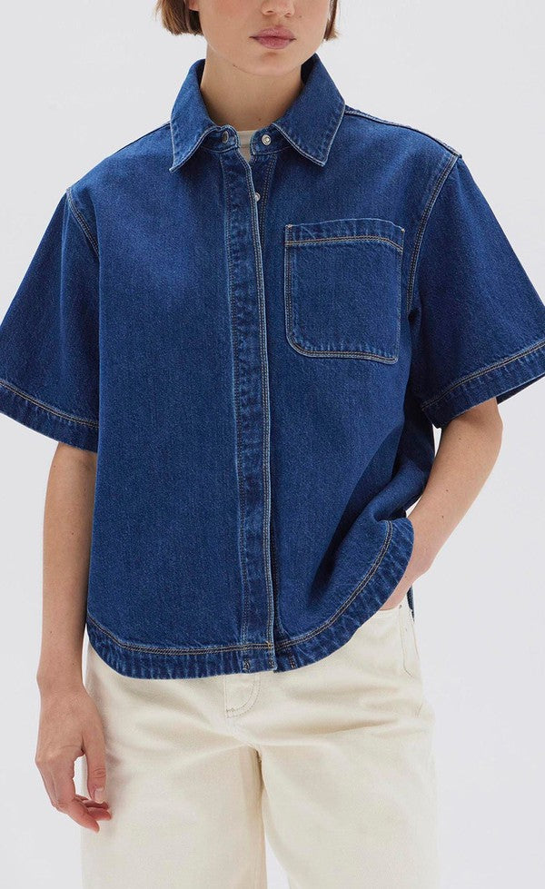 Marlow Boxy Denim Shirt - Heritage Blue