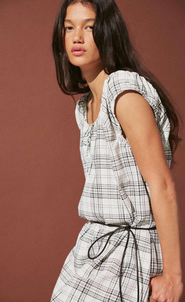 Delilah Dress - Black & Cream Check