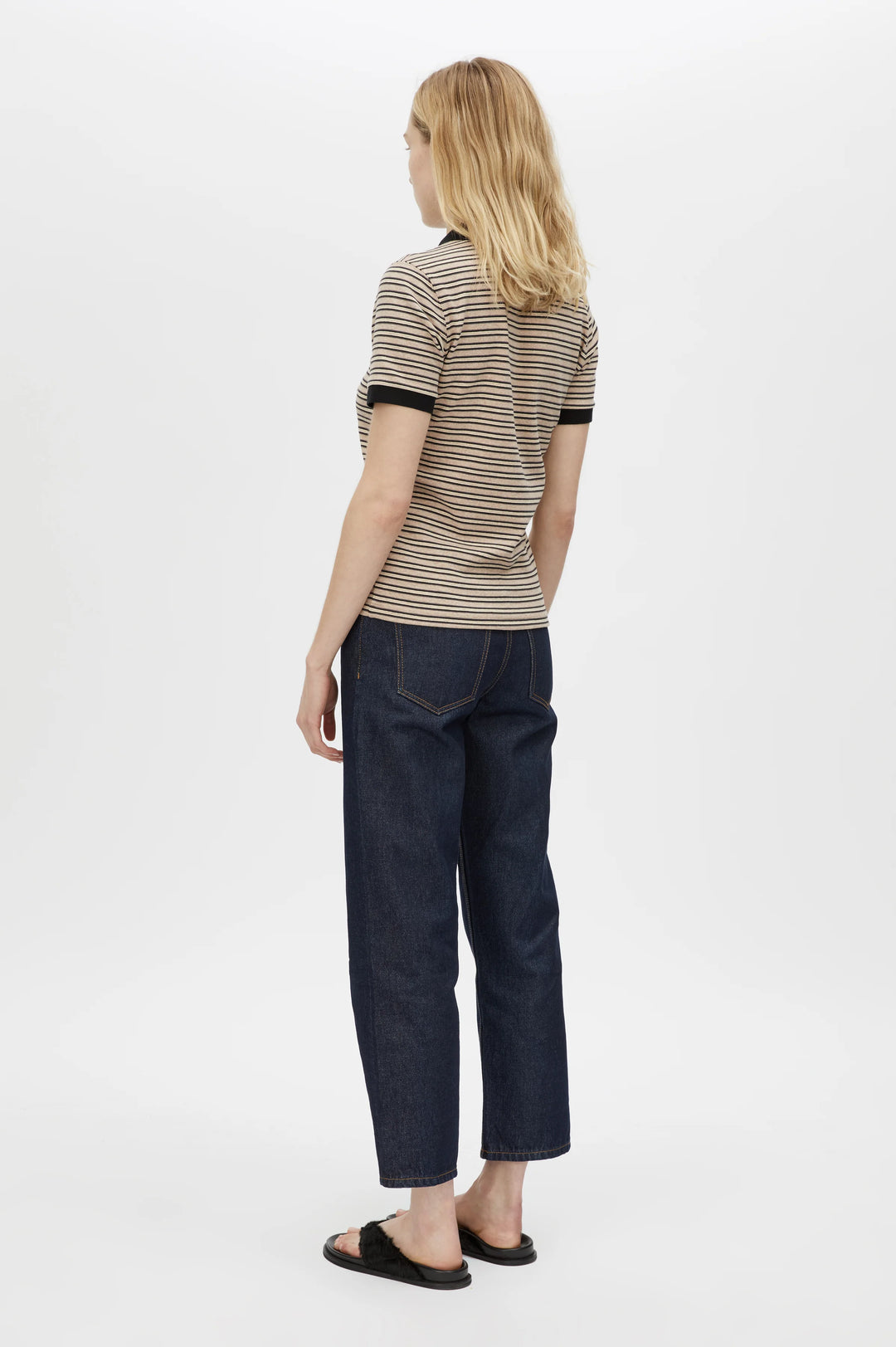 Platinum Short Sleeve Polo- Oat Stripe