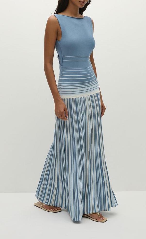Xyla Maxi Dress -  Accordion Mineral Stripe