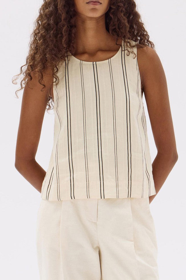 Milos Sleeveless Top - Cream/Black